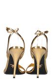 PRADA Logo Heels Gold