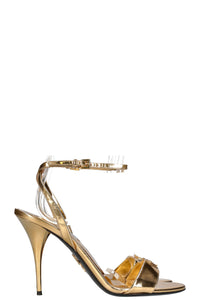 PRADA Logo Heels Gold