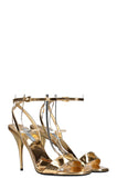 PRADA Logo Heels Gold