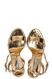PRADA Logo Heels Gold