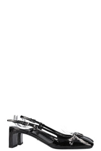 PRADA Logo Slingback Heels Patent Black