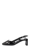 PRADA Logo Slingback Heels Patent Black