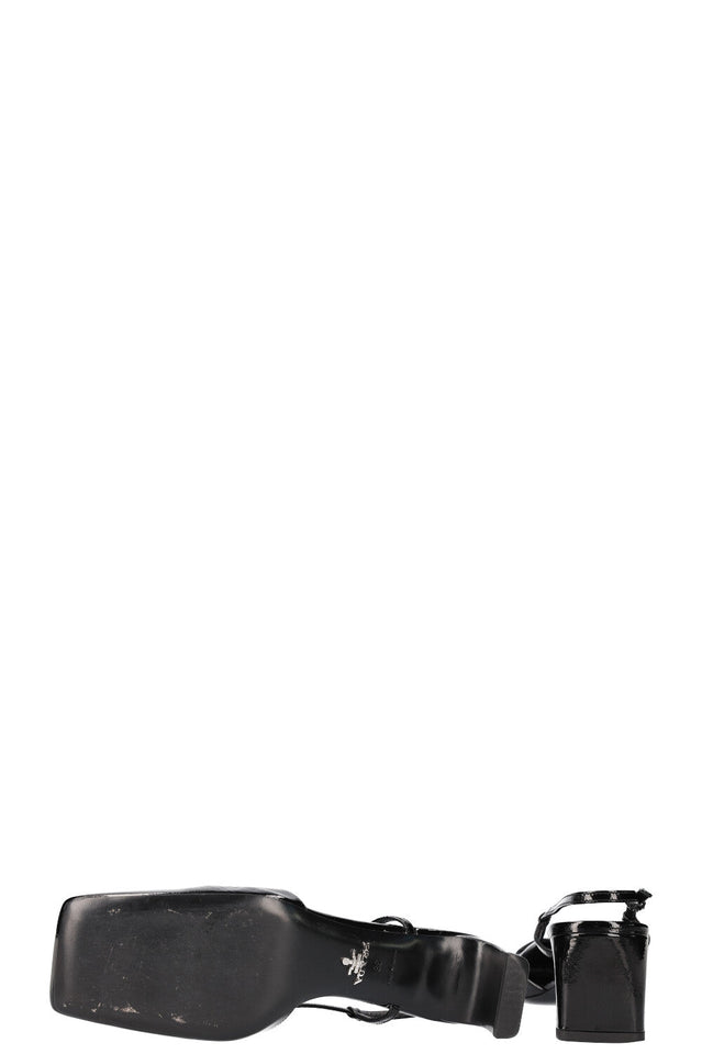 PRADA Logo Slingback Heels Patent Black