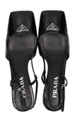 PRADA Logo Slingback Heels Patent Black