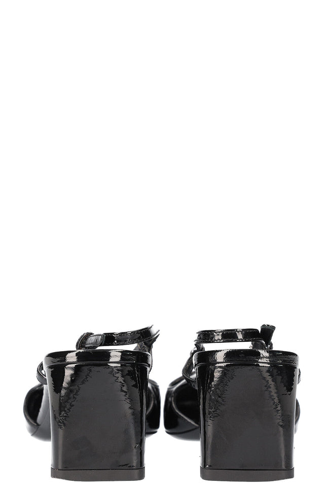 PRADA Logo Slingback Heels Patent Black