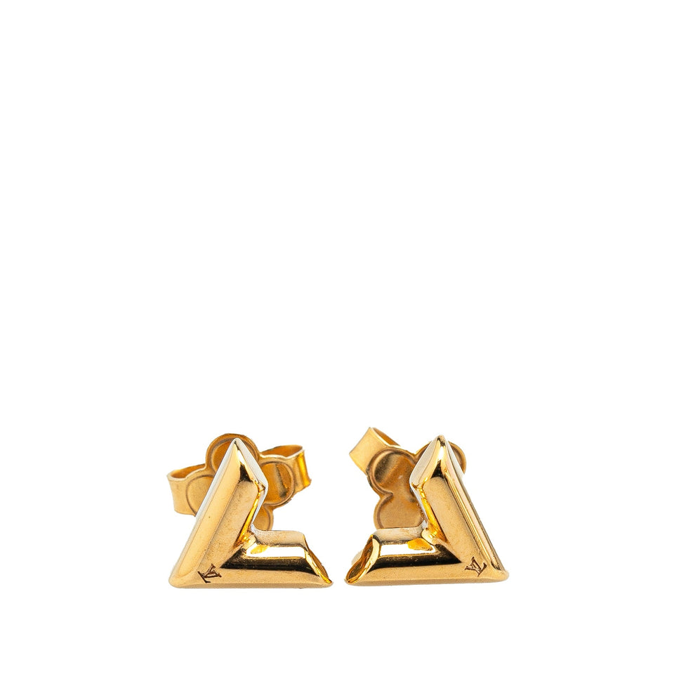 Gold Louis Vuitton Gold Plated Essential V Stud Earrings