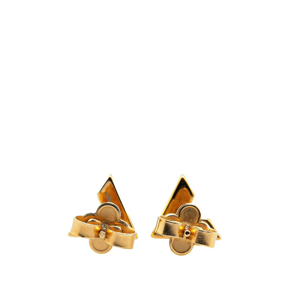 Gold Louis Vuitton Gold Plated Essential V Stud Earrings