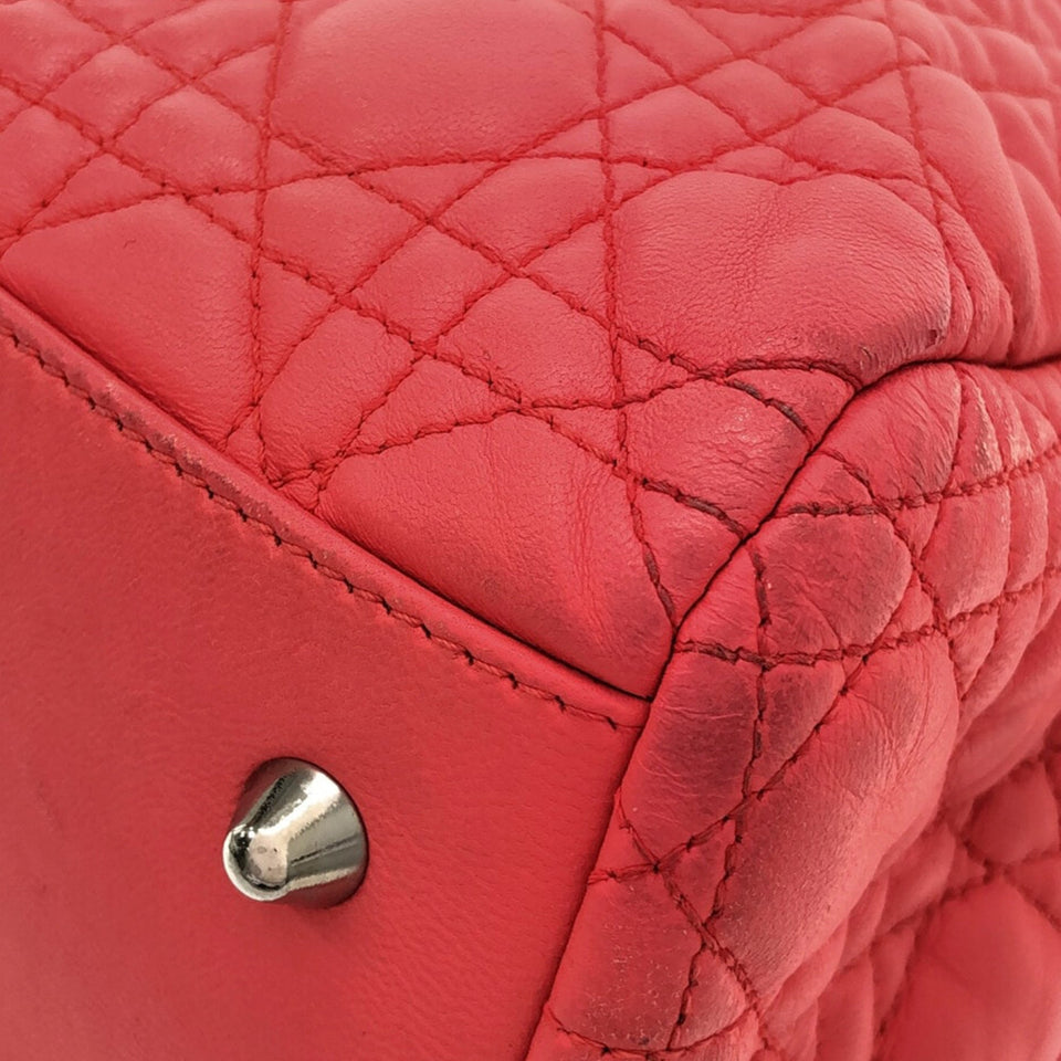 Red Dior Large Cannage Lady Dior Soft Tote