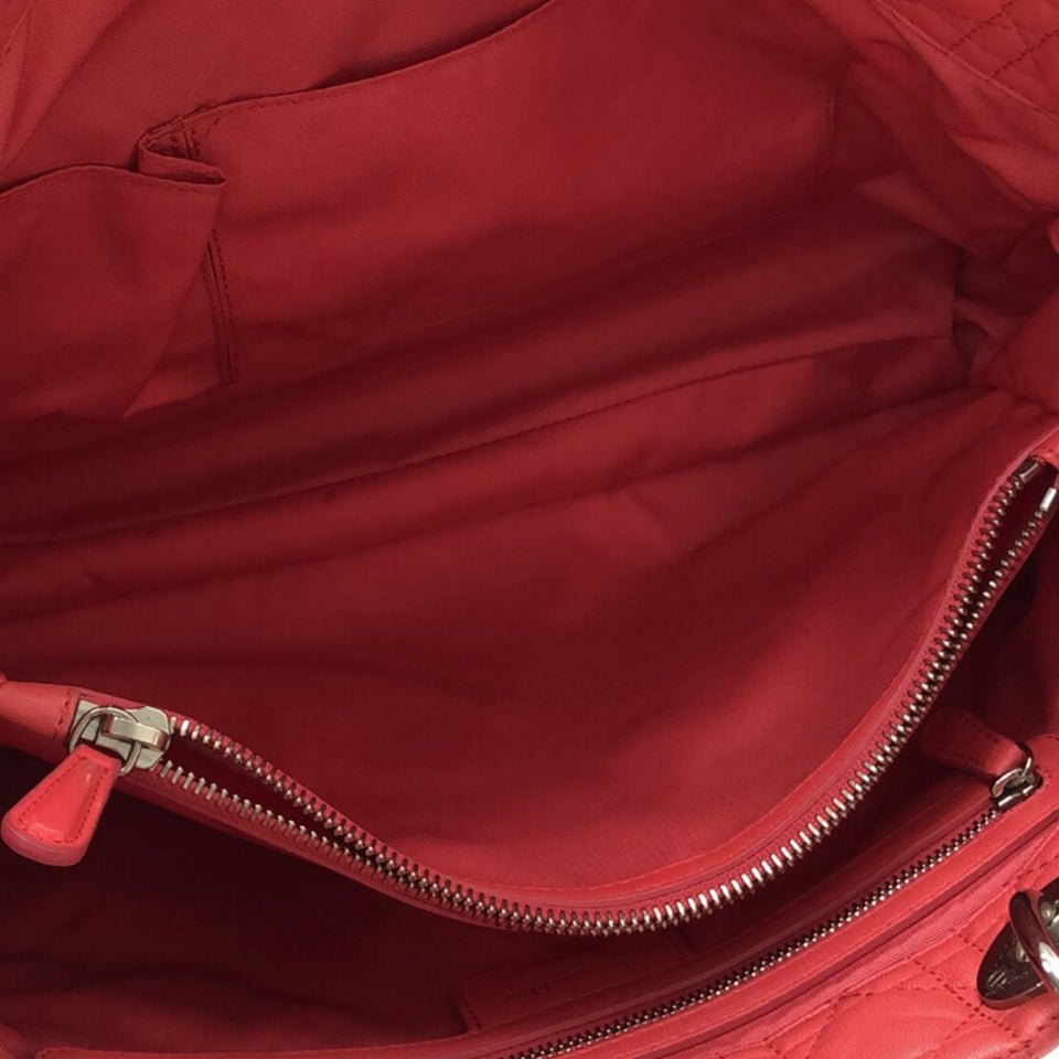 Red Dior Large Cannage Lady Dior Soft Tote