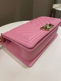 Chanel Chevron Boy Old Medium Pink Calfskin