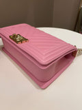Chanel Chevron Boy Old Medium Pink Calfskin