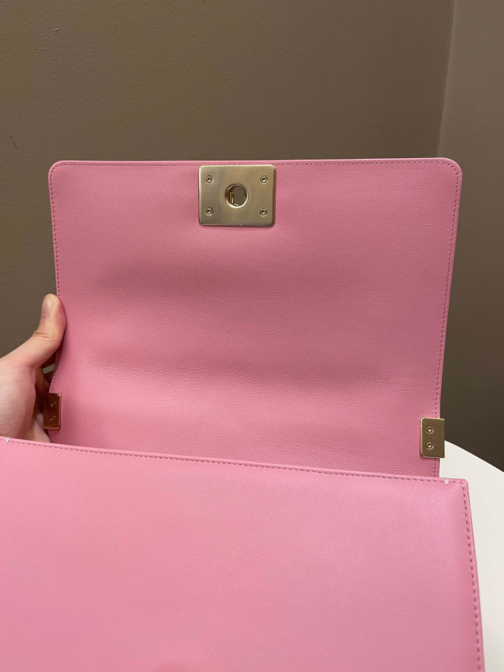 Chanel Chevron Boy Old Medium Pink Calfskin