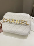 Chanel Quilted Enchained Camera Case Bag White Calfskin