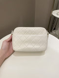 Chanel Quilted Enchained Camera Case Bag White Calfskin
