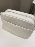 Chanel Quilted Enchained Camera Case Bag White Calfskin