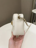 Chanel Quilted Enchained Camera Case Bag White Calfskin
