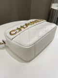 Chanel Quilted Enchained Camera Case Bag White Calfskin