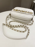 Chanel Quilted Enchained Camera Case Bag White Calfskin