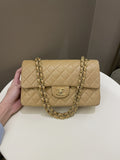 Chanel Vintage Classic Quilted Medium Double Flap Beige Lambskin