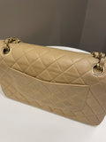 Chanel Vintage Classic Quilted Medium Double Flap Beige Lambskin