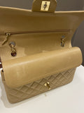 Chanel Vintage Classic Quilted Medium Double Flap Beige Lambskin