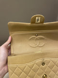 Chanel Vintage Classic Quilted Medium Double Flap Beige Lambskin