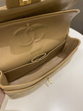 Chanel Vintage Classic Quilted Medium Double Flap Beige Lambskin