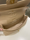 Chanel Classic Quilted Medium Double Flap Beige Claire Caviar