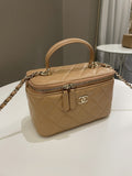 Chanel Top Handle Vanity Rectangular Dark Beige Lambskin