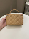 Chanel Top Handle Vanity Rectangular Dark Beige Lambskin
