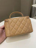 Chanel Top Handle Vanity Rectangular Dark Beige Lambskin
