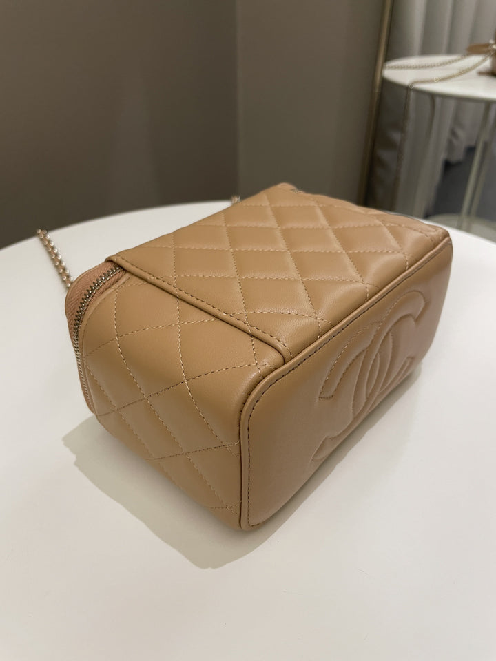 Chanel Top Handle Vanity Rectangular Dark Beige Lambskin