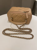 Chanel Top Handle Vanity Rectangular Dark Beige Lambskin
