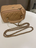 Chanel Top Handle Vanity Rectangular Dark Beige Lambskin