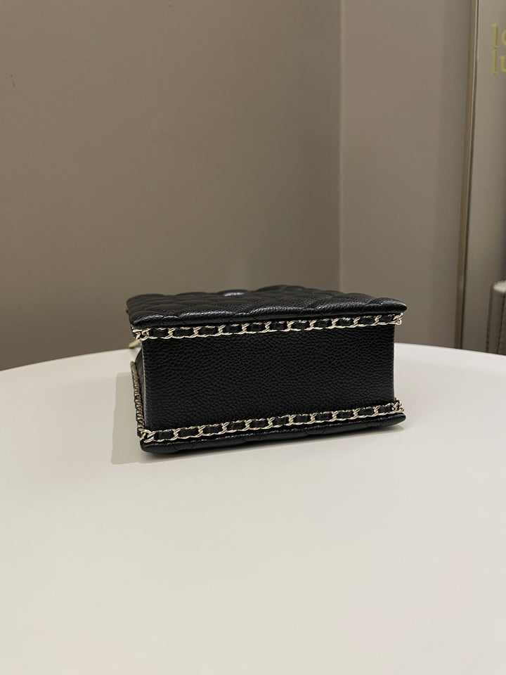 Chanel Evening Handle Chain Box Bag Black Caviar