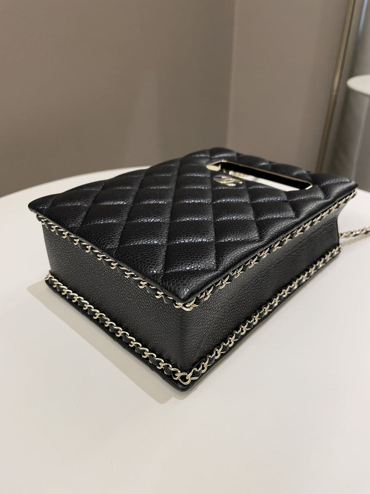 Chanel Evening Handle Chain Box Bag Black Caviar