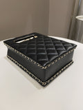 Chanel Evening Handle Chain Box Bag Black Caviar