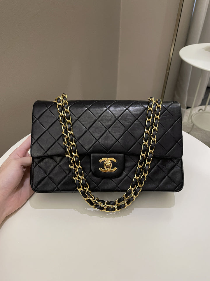 Chanel Vintage Classic Quilted Medium Double Flap Black Lambskin