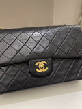 Chanel Vintage Classic Quilted Medium Double Flap Black Lambskin