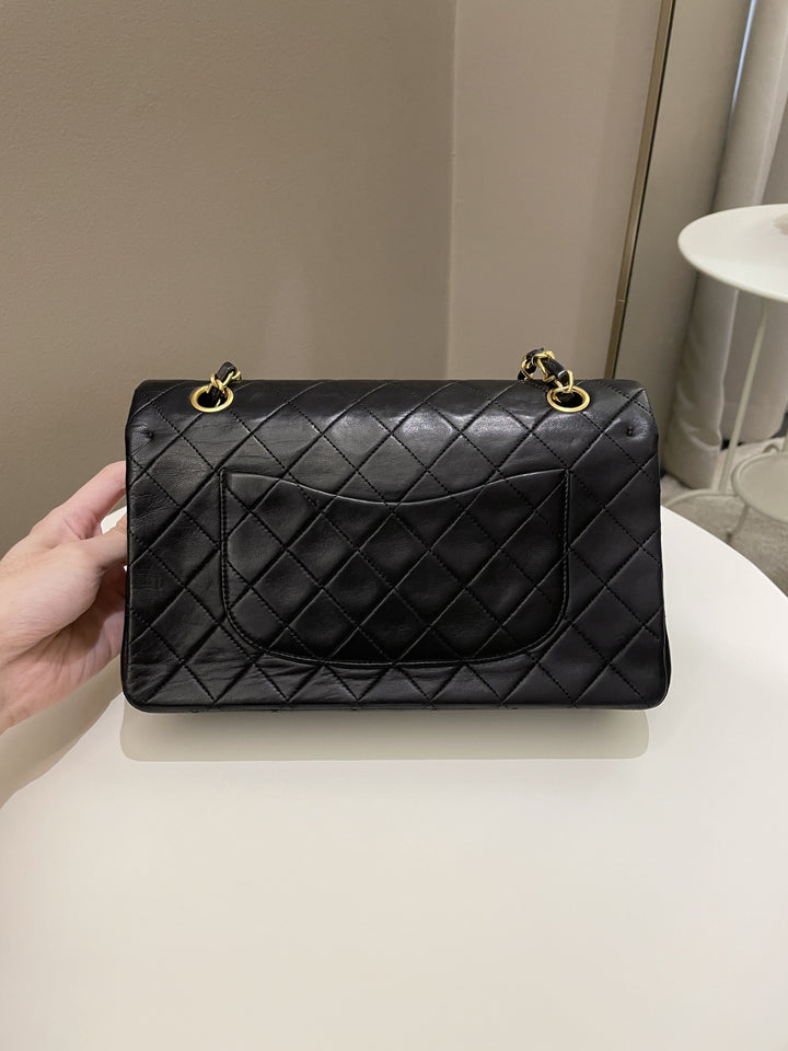 Chanel Vintage Classic Quilted Medium Double Flap Black Lambskin