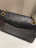 Chanel Vintage Classic Quilted Medium Double Flap Black Lambskin
