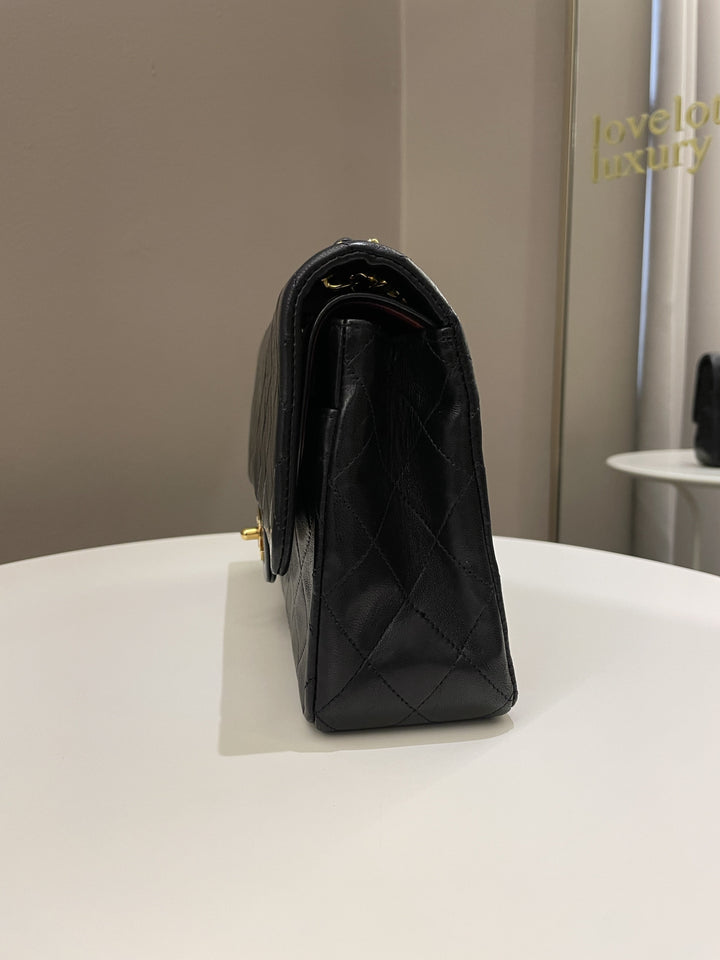 Chanel Vintage Classic Quilted Medium Double Flap Black Lambskin