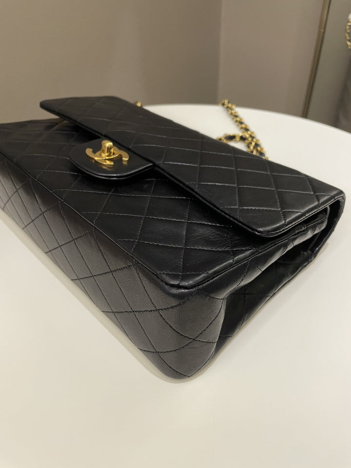 Chanel Vintage Classic Quilted Medium Double Flap Black Lambskin