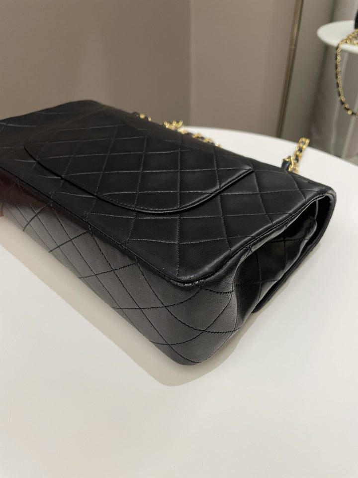 Chanel Vintage Classic Quilted Medium Double Flap Black Lambskin