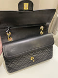 Chanel Vintage Classic Quilted Medium Double Flap Black Lambskin