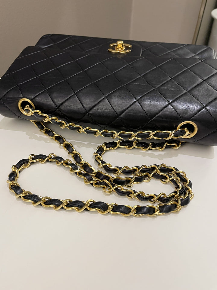 Chanel Vintage Classic Quilted Medium Double Flap Black Lambskin