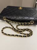 Chanel Vintage Classic Quilted Medium Double Flap Black Lambskin