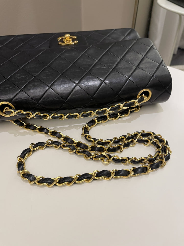 Chanel Vintage Classic Quilted Medium Double Flap Black Lambskin