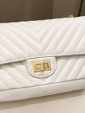 Chanel 2.55 225 Chevron Reissue Double Flap White Calfskin