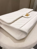 Chanel 2.55 225 Chevron Reissue Double Flap White Calfskin